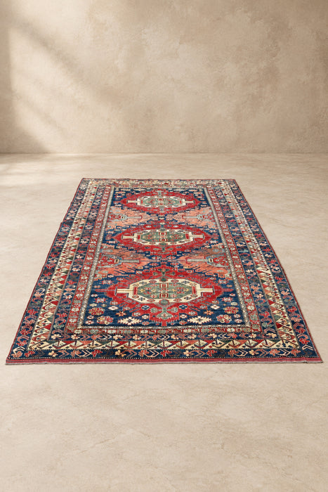 HAND TIED RED, BLUE AND GREEN PERSIAN RUG