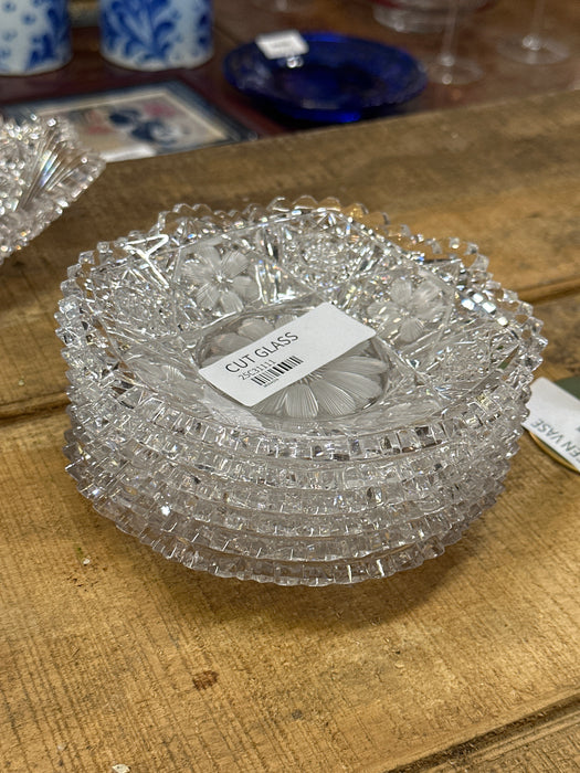 SET OF 6 AMERICAN BRILLANT CUT CRYSTAL SHALLOW BOWLS