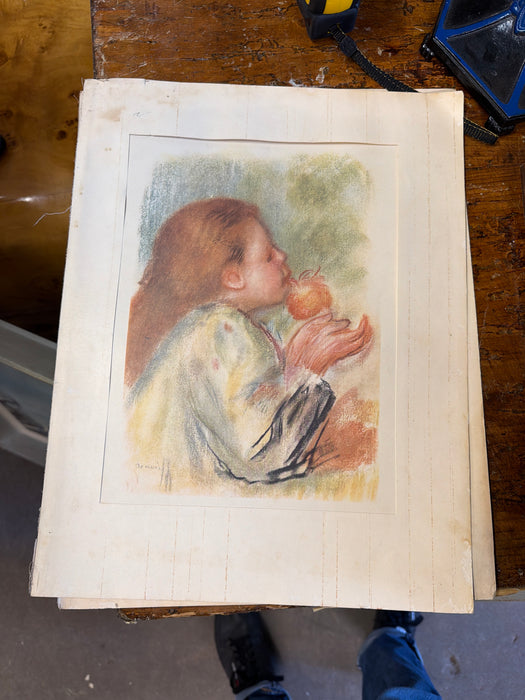 RENOYR PRINT OF GIRL EATING APPLE