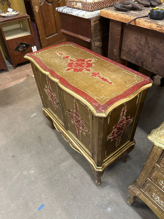 RED AND GOLD 2 DOOR FLORENTINE CABINET