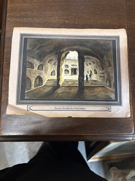 COLORFUL ARCHITECTURAL PRINT "DERNIER FOUILLE DES CATACOMBES"