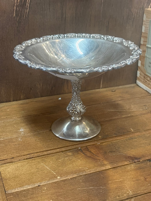ORNATE SILVER PLATE FOOTED COMPOTE