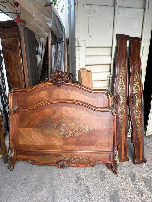 LOUIS XV FULL SIZE BED WITH BRASS INLAY