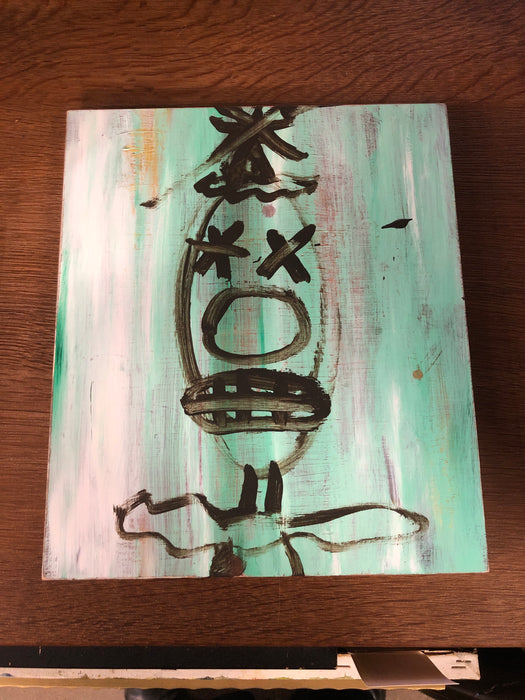 SMALL CLOWN PAINTING ON BOARD SIGNED JOHN TOROK