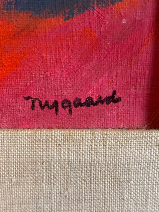 HORIZONAL COLORFUL ABSTRACT STILL LIFE PAINTING SIGNED NYGAARD