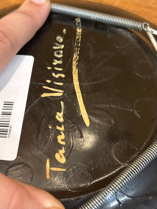 SMALL BLACK FRENCH GLASS PLATE - SIGNED TANIA VISICOVA
