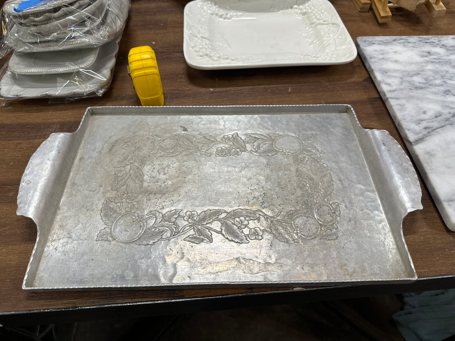 ENGRAVED ALUMINUM SERVING TRAY