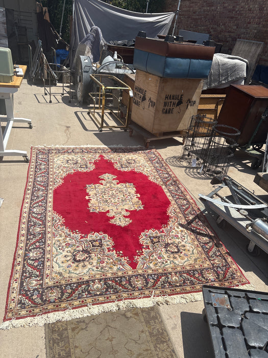 LARGE RED HAND TIED PERSIAN RUG - AS FOUND