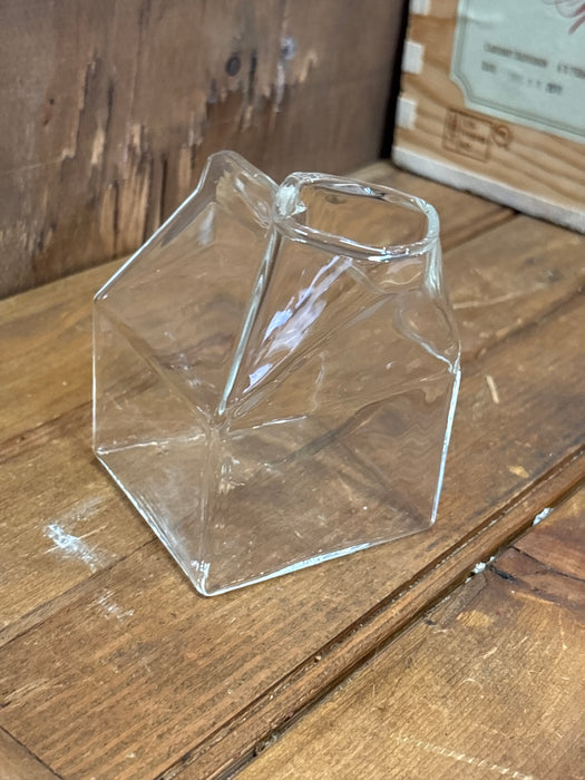 SMALL GLASS MILK CARTON 1 EACH OF 2