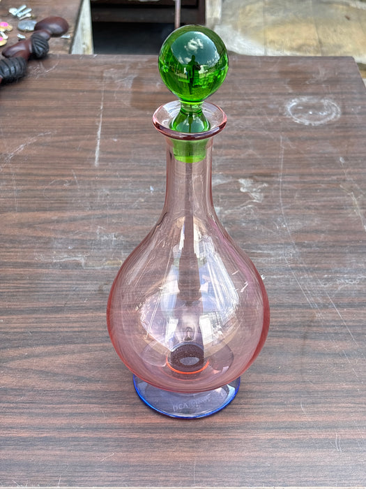 VERONA ART GLASS PINK DECANTER