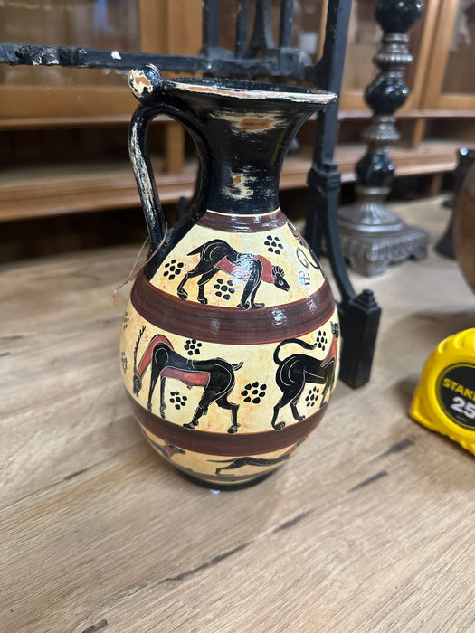 HAND PAINTED GREEK ANIMAL VASE