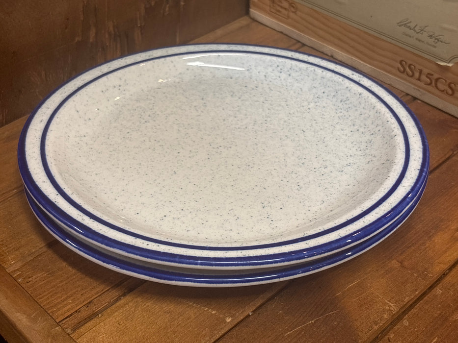PAIR OF BLUE AND WHITE SPECKLED SYRACUSE CHARGERS