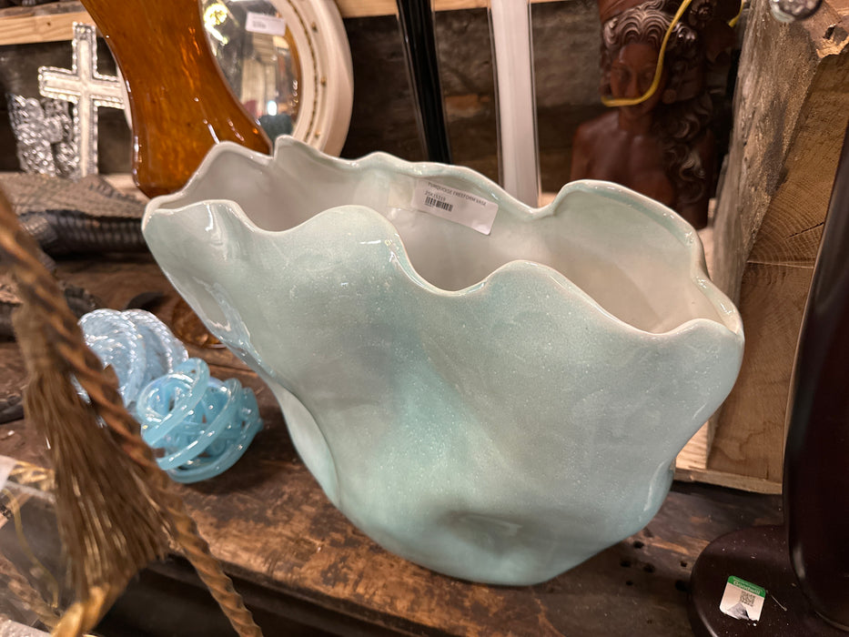TURQUOISE FREEFORM VASE