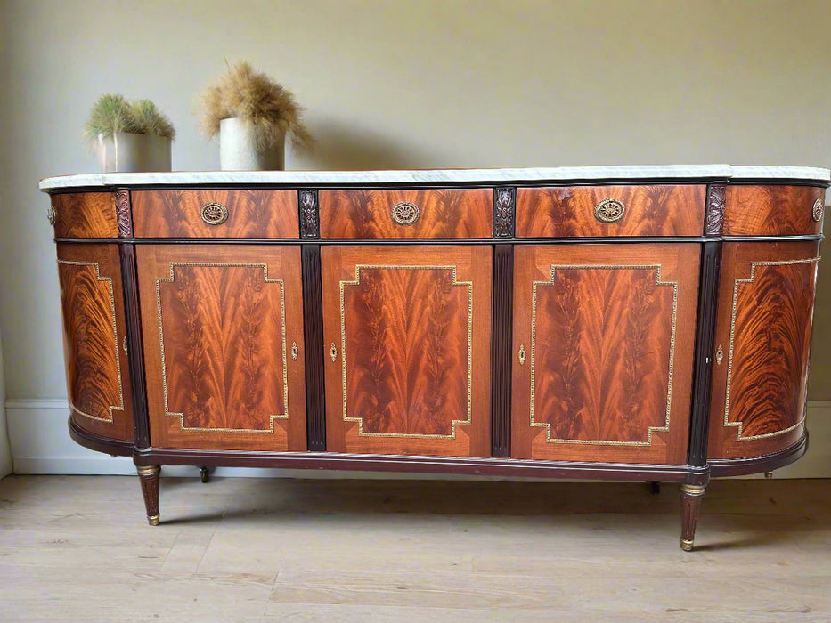 LOUIS XVI MAHOGANY MARBLE TOP SIDEBOARD