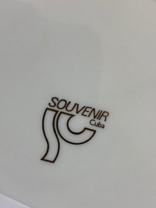 SUNSET ORANGE AND WHITE CUBAN PLATE
