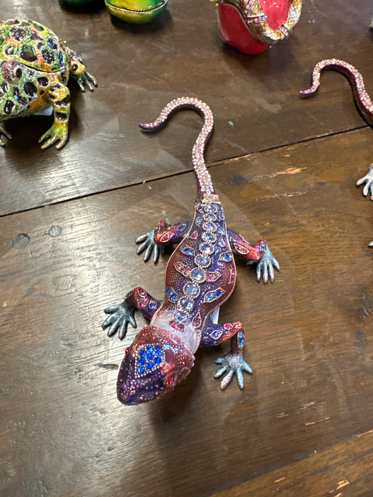 SMALL ENAMELED AND JEWELED LIZARD BOX
