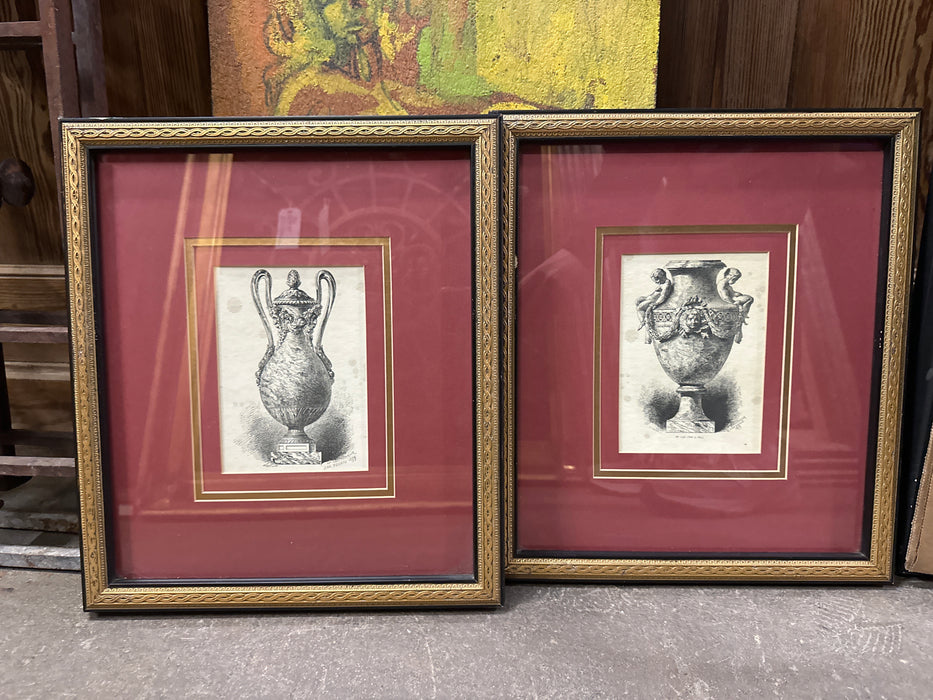 PAIR OF FRAMED VASE PRINTS