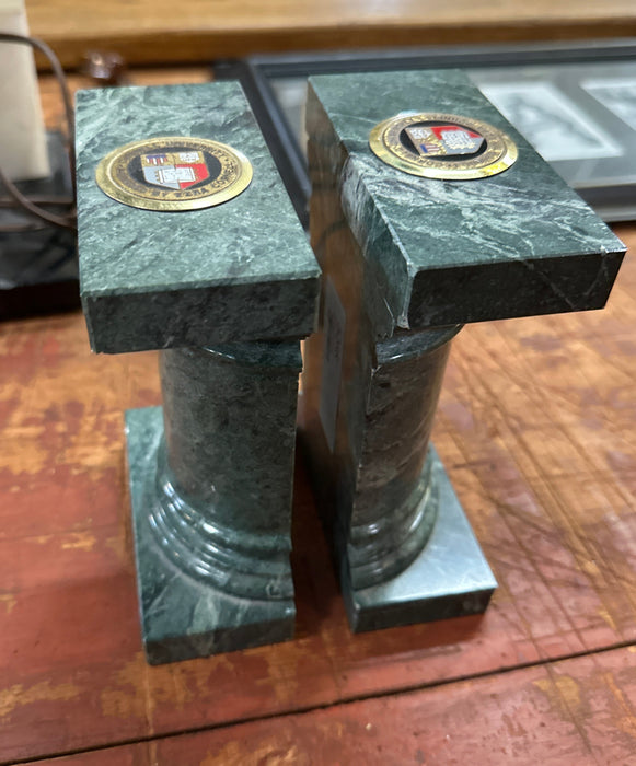 PAIR OF MARBLE BOOKENDS FROM CORNELL UNIVERSITY