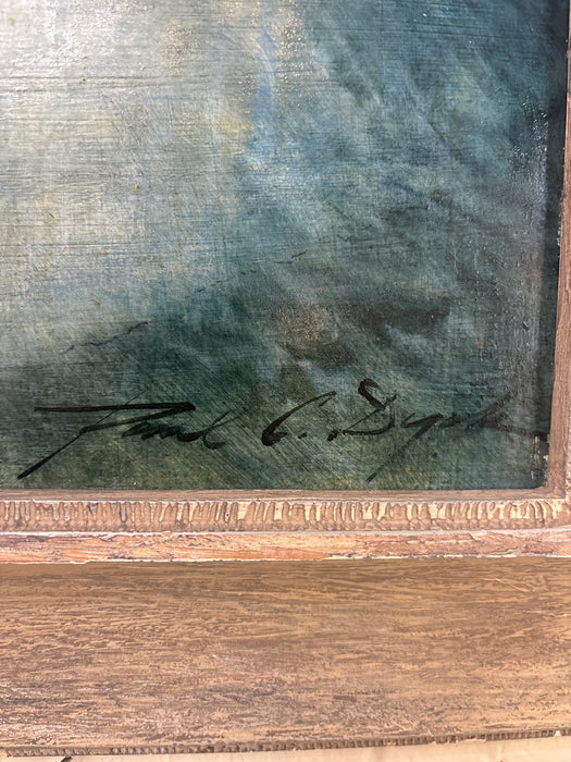 INDIANS ON HORSES OIL PAINTING ON BOARD - SIGNED PAUL C. DYCK