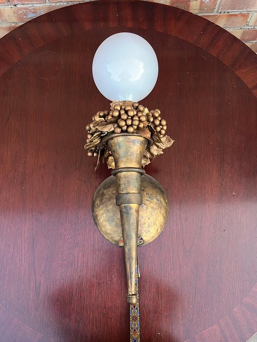 BRONZED EFFECT METAL WALL SCONCE WITH GLOBE LIGHT BULB