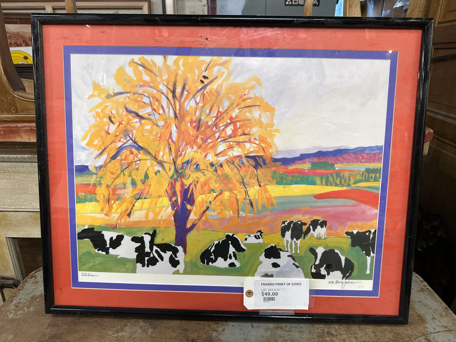 FRAMED PRINT OF COWS