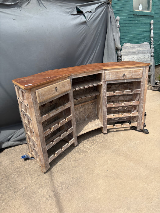 TEAK BAR WITH IRON STUDS