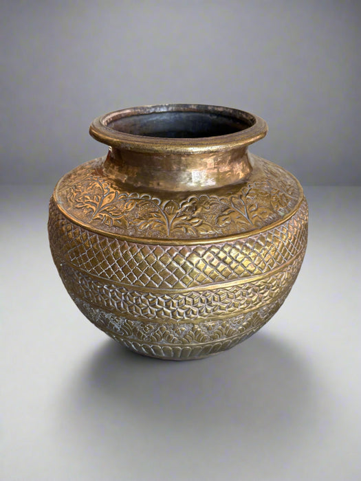 EMBOSSED BRASS PLANTER
