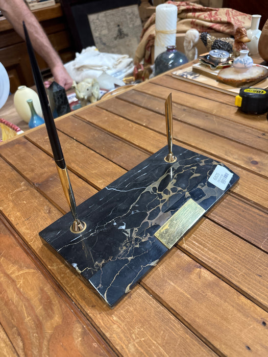 LARGE MARBLE DESK SET PEN HOLDER