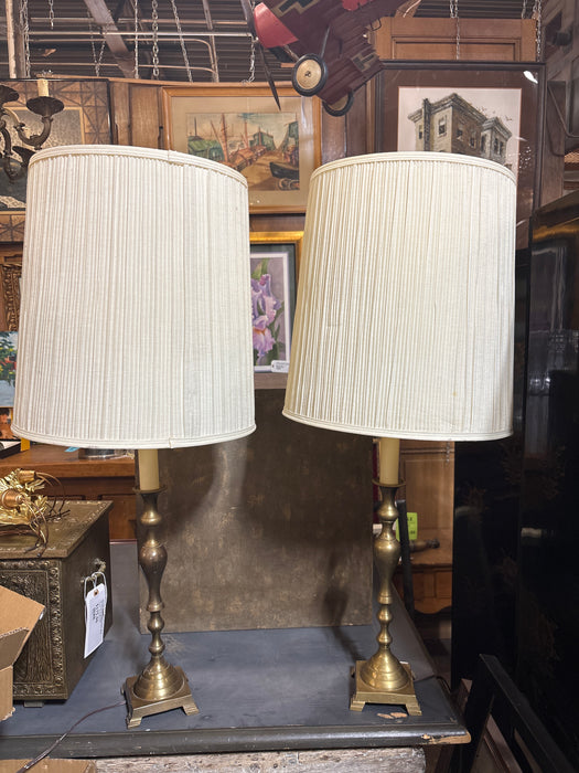 PAIR OF CANDLE STAND FORM LAMPS