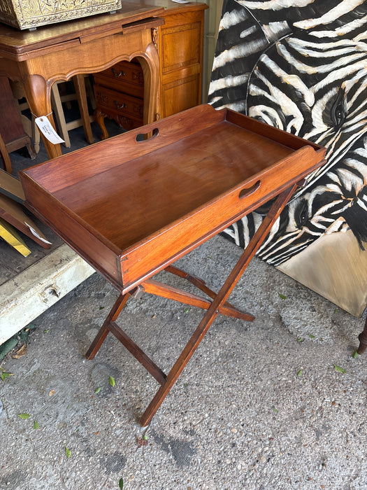 MAHOGANY FOLDABLE STAND WITH DOVETAILED TRAY