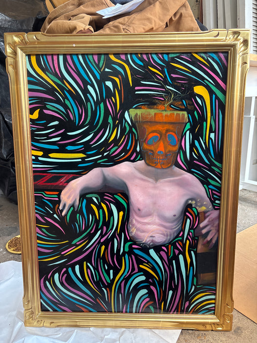 INCREDIBLY VIBRANT MODERN PIRTRAIT OF MASKED MAN BY TATO CARAVEO