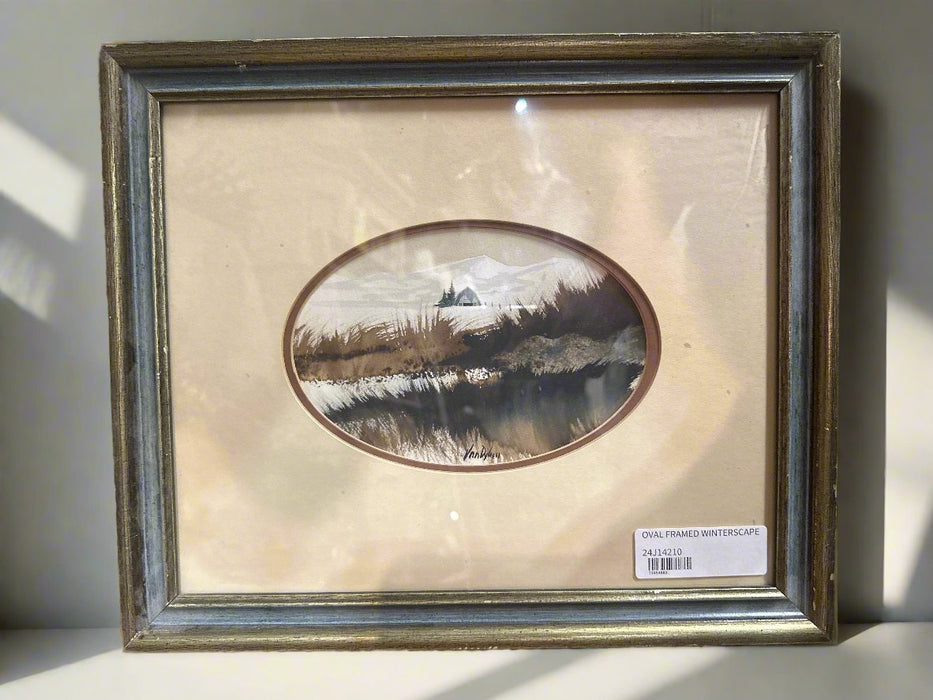 OVAL HORIZONAL FRAMED WINTERSCAPE