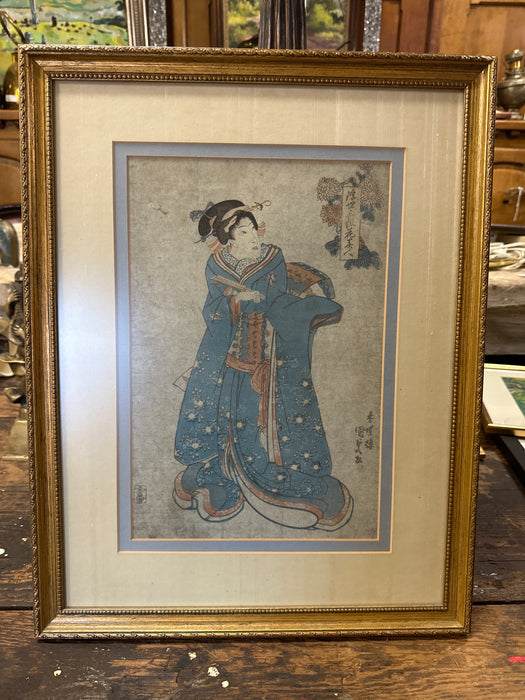 FRAMED JAPANESE WOODCUT PRINT