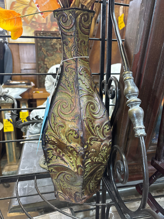 GREEN TIN VASE AS FOUND