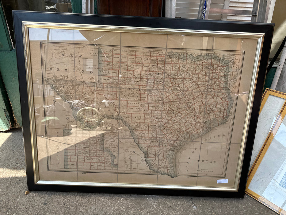 VERY LARGE 1883 TEXAS MAP REPRO