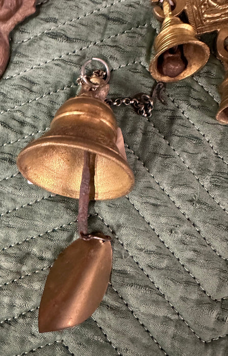 SMALL BRASS BELL WITH LEAF