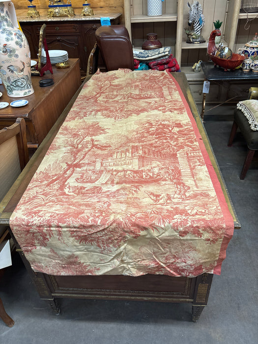 PAIR OF RED PEOPLE ON BOAT NEAR ROMAN RUINS TOILE FABRIC - ONE PANEL STAINED