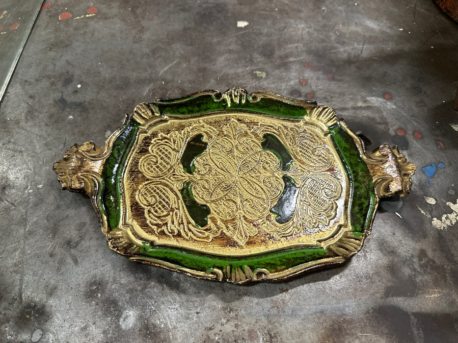 SMALL GREEN FLORENTINE TRAY