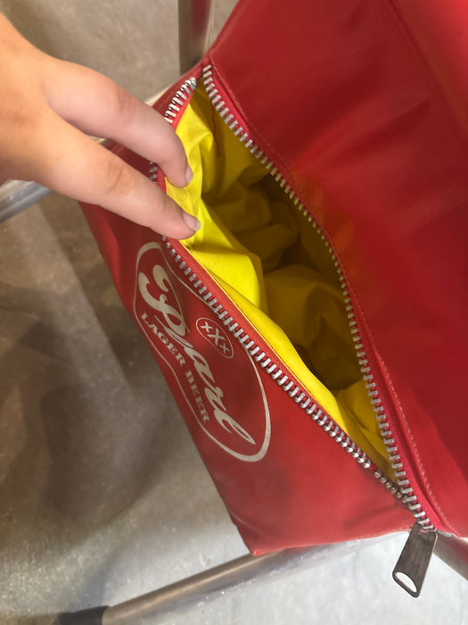 RED FOLDING PEARL FISHING CHAIR WITH COOLER