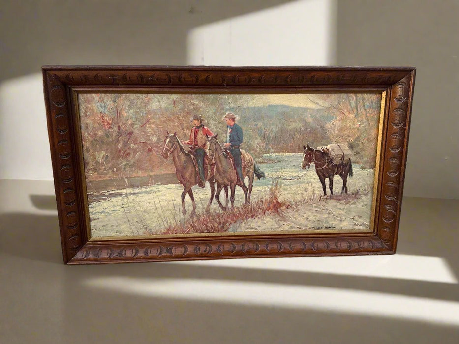 SMALL FRAMED RUSSEL CATTLE DRIVE PRINT