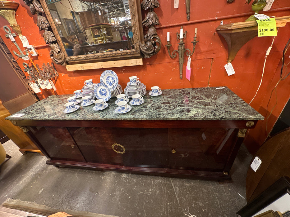 GREEN MARBLE TOP EMPIRE SIDEBOARD