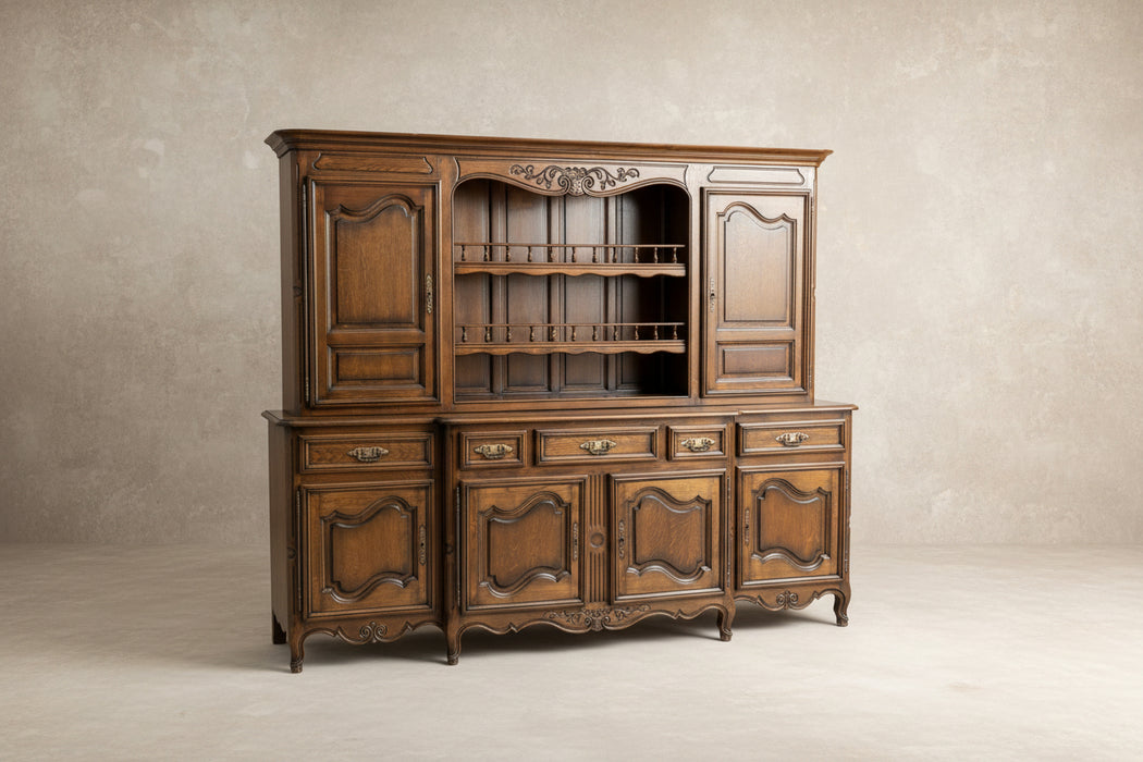 LARGE 2 PIECE OAK VAISILIER - SIGNED 2OTH CENTURY