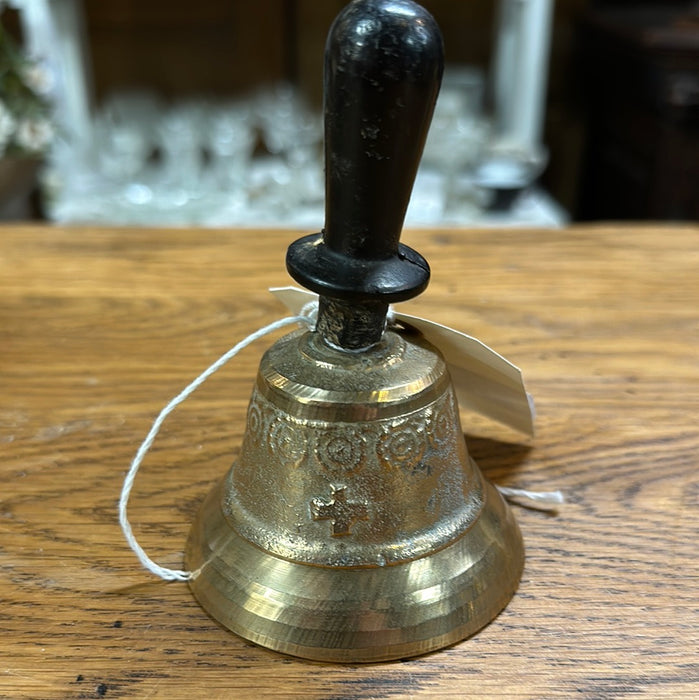 BRASS BELL WITH WOOD HANDLE-NO CLAPPER