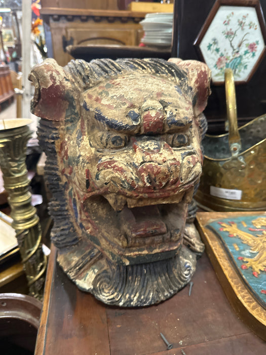 ASIAN CARVED LION HEAD