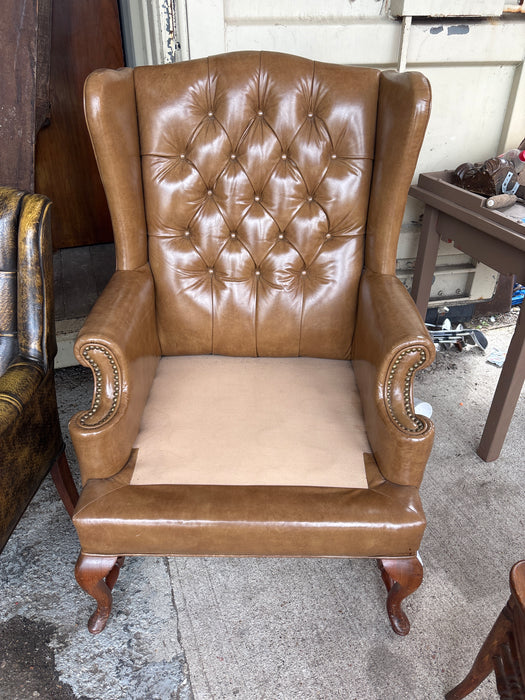 VINTAGE LEATHER KITTINGER WING BACK - AS FOUND