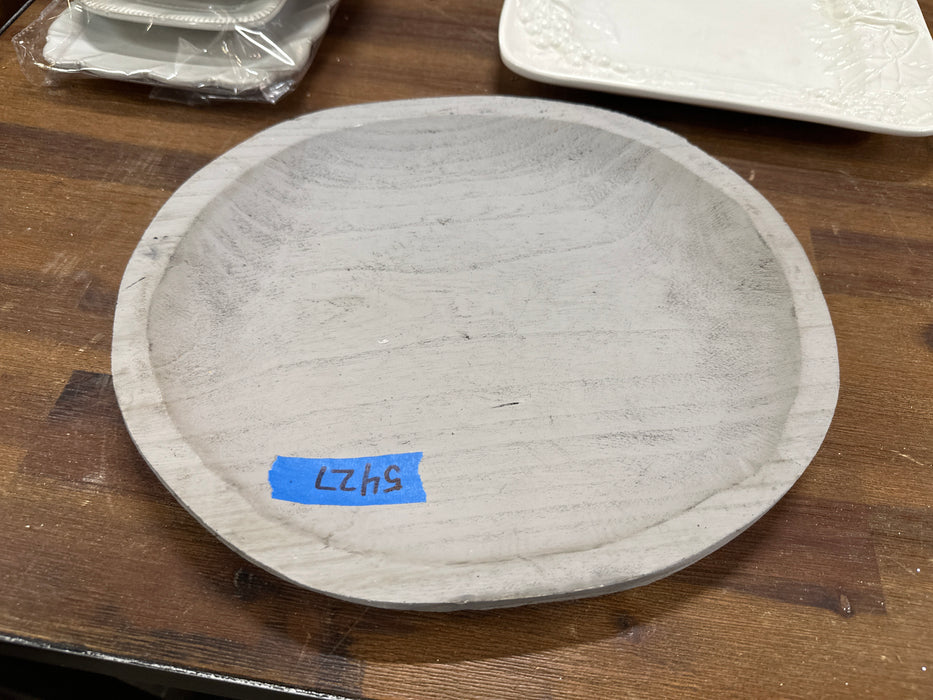 WHITE PAINTED WOOD BOWL