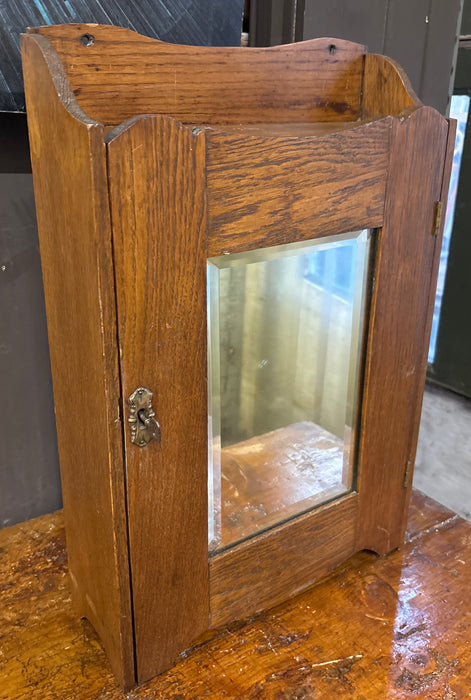TURN OF THE CENTURY OAK MIRRORED MEDICINE CABINET