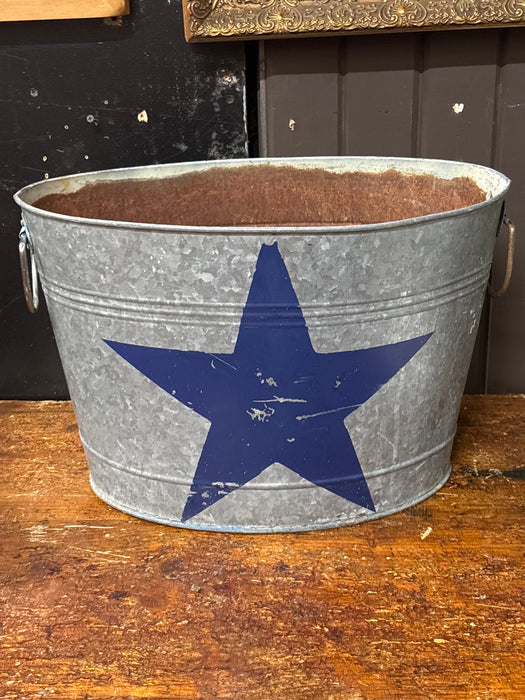 LARGE DALLAS COWBOYS THEMED TIN BUCKET 1 OF 2