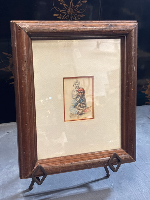 SMALL FRAMED PRINT OF OLD INDIAN