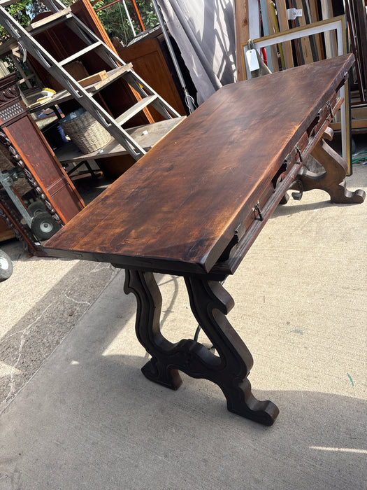 SPANISH BAROQUE DARk WALNUT LIBRARY TABLE